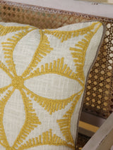 Yellow Cord Hand Embroidered Pillow - 20x20