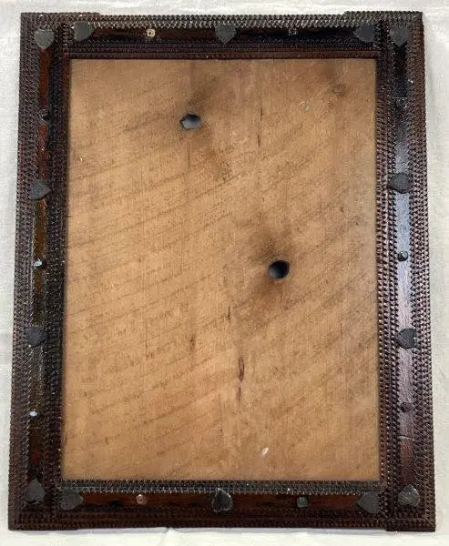 Tramp Art Mahogany Frame with Heart Motifs
