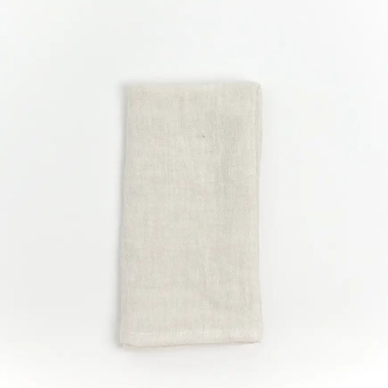 Stone Washed Linen Hemmed Dinner Napkin, Natural