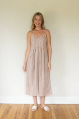 Faro Dress in Red and White Striped Linen