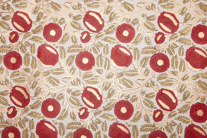 Block Print Gift Wrap, Red Flower