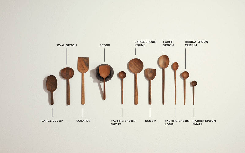 HAND CARVED WALNUT SPOON - SHORT HARIRA