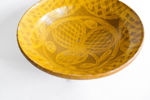 Antique Folk Art Painted Earthenware Bowl