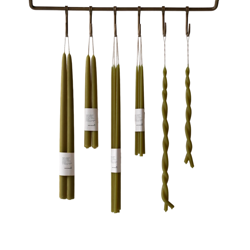 Organic Beeswax Candle Pair, Green Tea, Long