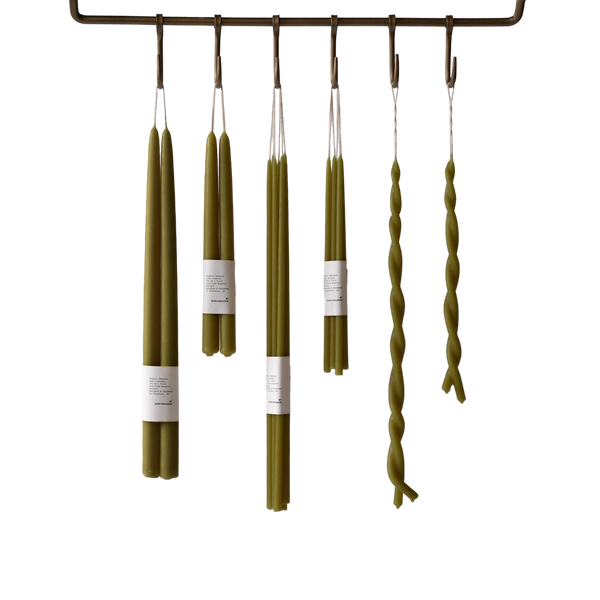 Organic Beeswax Candle, Green Tea, Twisted, Short