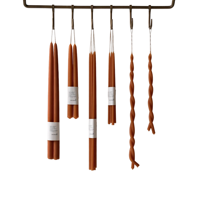 Organic Beeswax Candle Pair, Paprika, Long