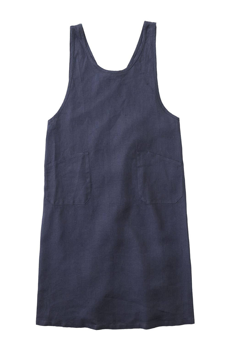 Linen Over Dress Apron, Macadam