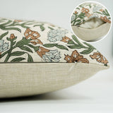 18x18 Block Print Linen Throw Pillow - Thorny Stems