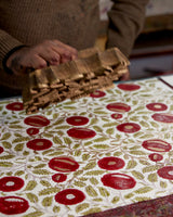 Block Print Gift Wrap, Red Flower