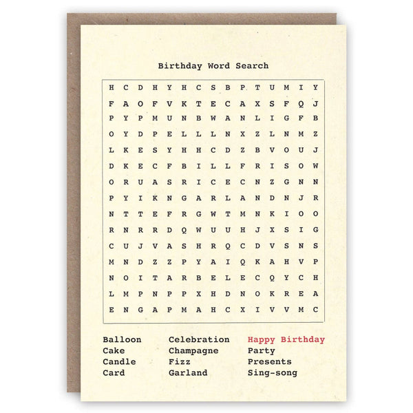Birthday Word Search birthday card