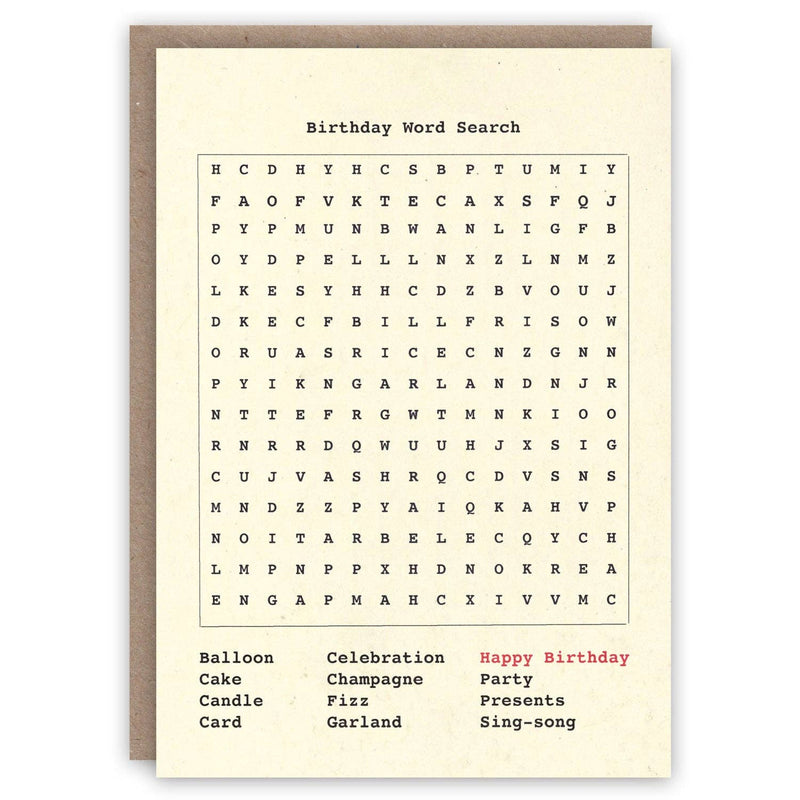 Birthday Word Search birthday card