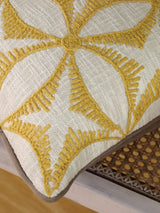 Yellow Cord Hand Embroidered Pillow - 20x20