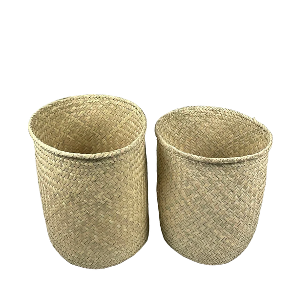 Oaxacan Woven Straw Basket, Tall