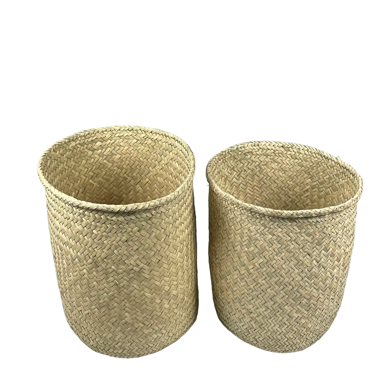 Oaxacan Woven Straw Basket, Tall