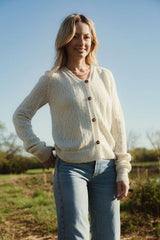 Alpaca Robbi Cardigan Sweater in Cream