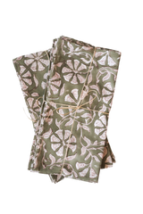 Artichoke Green Block Print Napkins, S/4
