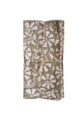 Artichoke Green Block Print Napkins, S/4