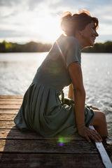 June Dress in Sage Green Linen/Cotton
