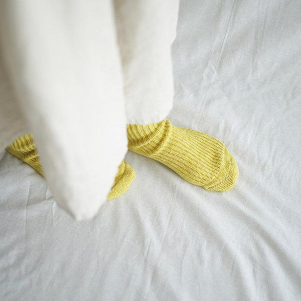 Hemp Cotton Ribbed Socks, Vintage Yellow