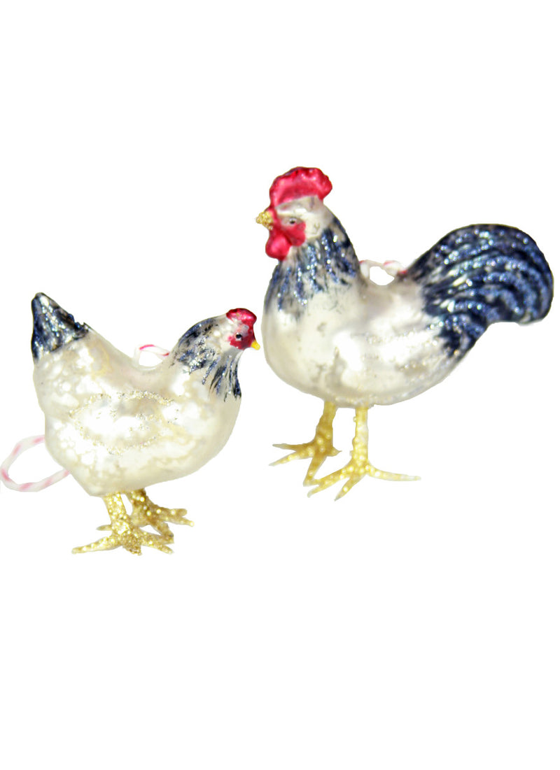 Rooster and Hen Ornament