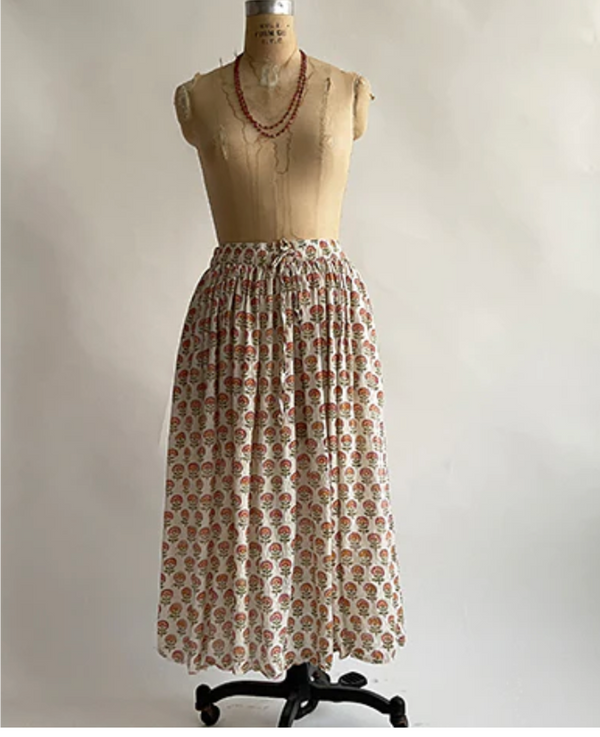 Marigold Block Print Drawstring Skirt