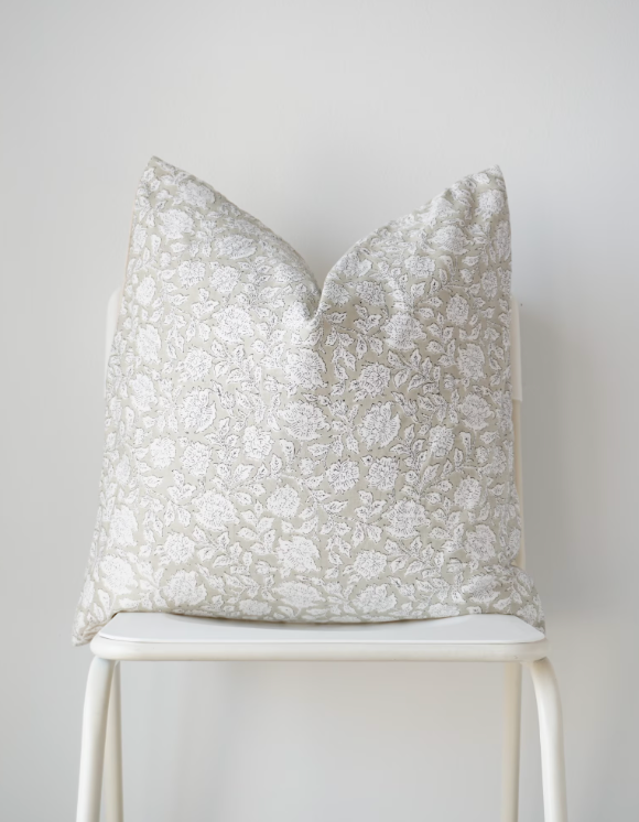 Light Grey Block Print Pillow