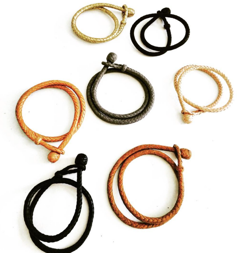 Double Wrap Leather Bracelet, Black