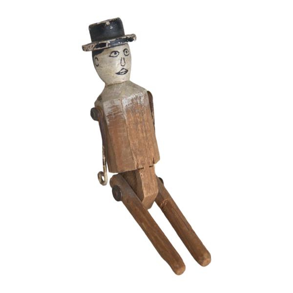 Articulating Hand Carved Figure with Hat