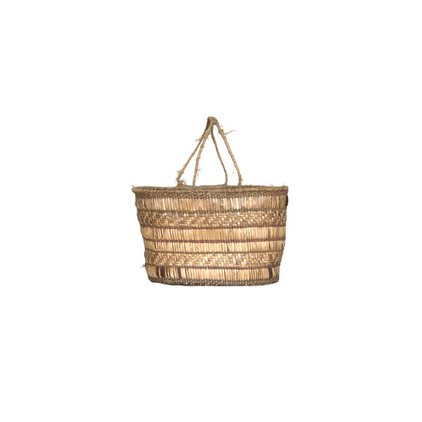 Vintage Handled Straw Basket
