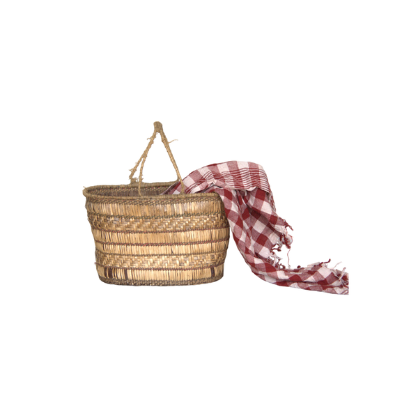 Vintage Handled Straw Basket
