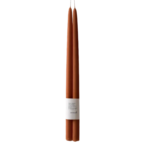 Organic Beeswax Candle Pair, Paprika, Long