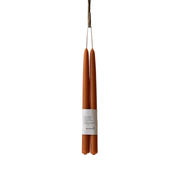 Organic Beeswax Candle Pair, Paprika, Short