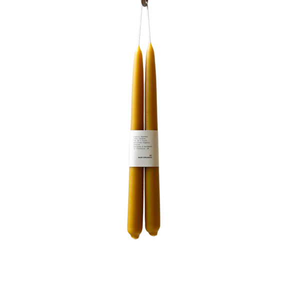 Organic Beeswax Candle Pair, Natural, Short