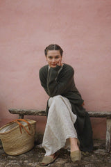 The Cashmere Marlow Long Cardigan - Fern