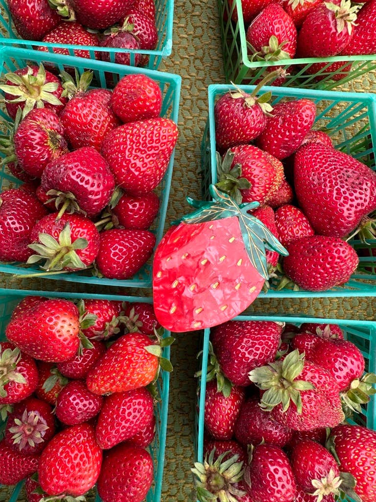 Hand-painted Strawberry Claw Hair Clip | Eco-Friendly
