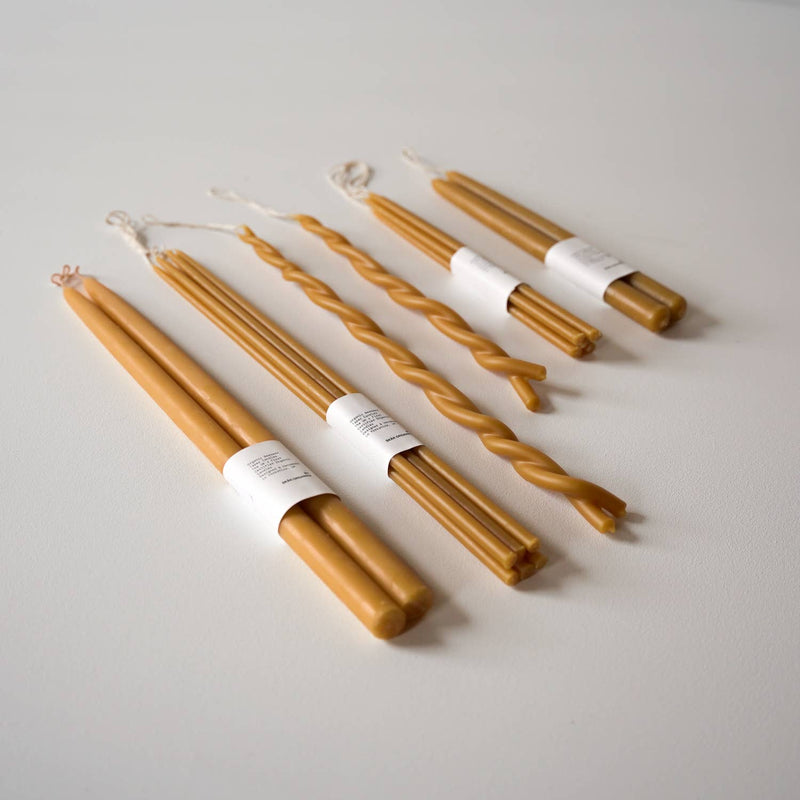 Organic Beeswax Candles, Natural, Twisted, Long