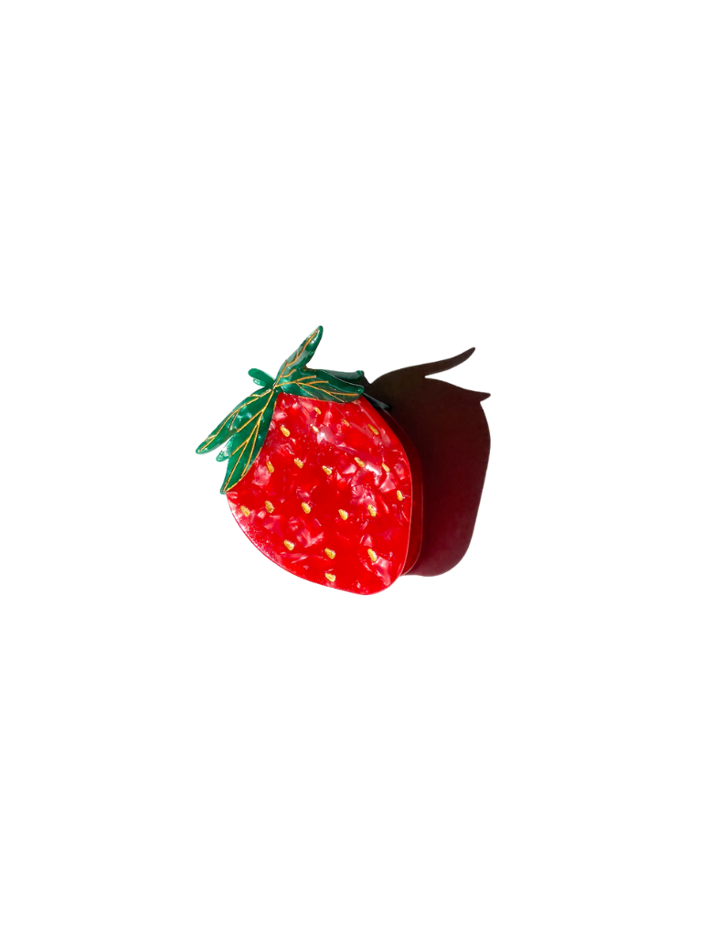 Hand-painted Strawberry Claw Hair Clip | Eco-Friendly