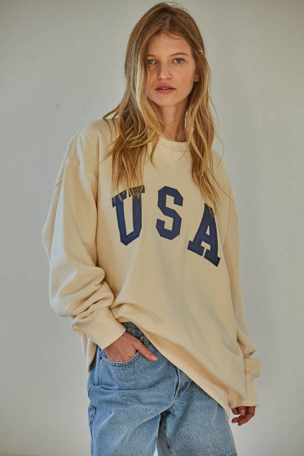 100% Cotton French Terry Crew Neck USA Pullover