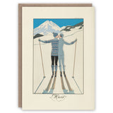 Winter Skiers Greeting Card