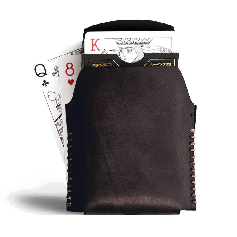 Carbon Single Card Case – Black Bridle Leather