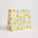 Block Print Gift Bag, Yellow Flower, Large