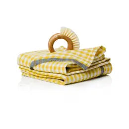 Gingham Towels, Dijon / Grey