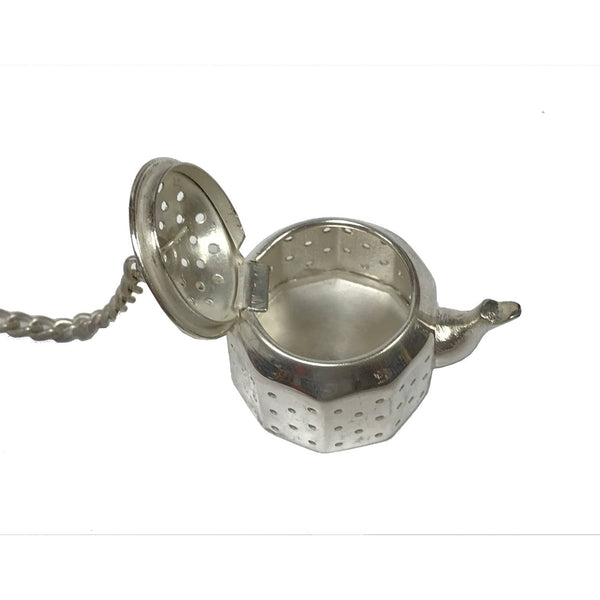 Silver Plated Tea Kettle-Shaped Loose Leaf Tea Strainer