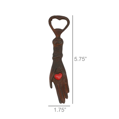 Hand With Heart Bottle Opener