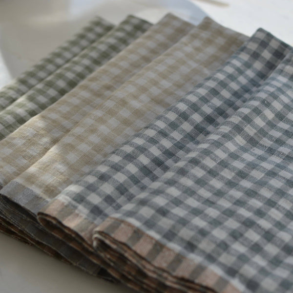 Gingham Check Linen Towel, Green