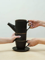 Black Matte Ceramic Mug & Saucer
