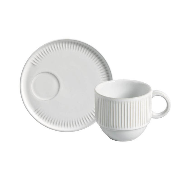 Linhas Tea Cup w/ Saucer, New White