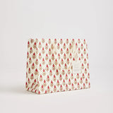 Block Print Gift Bag, Red Flower, Medium