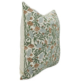 18x18 Block Print Linen Throw Pillow - Thorny Stems