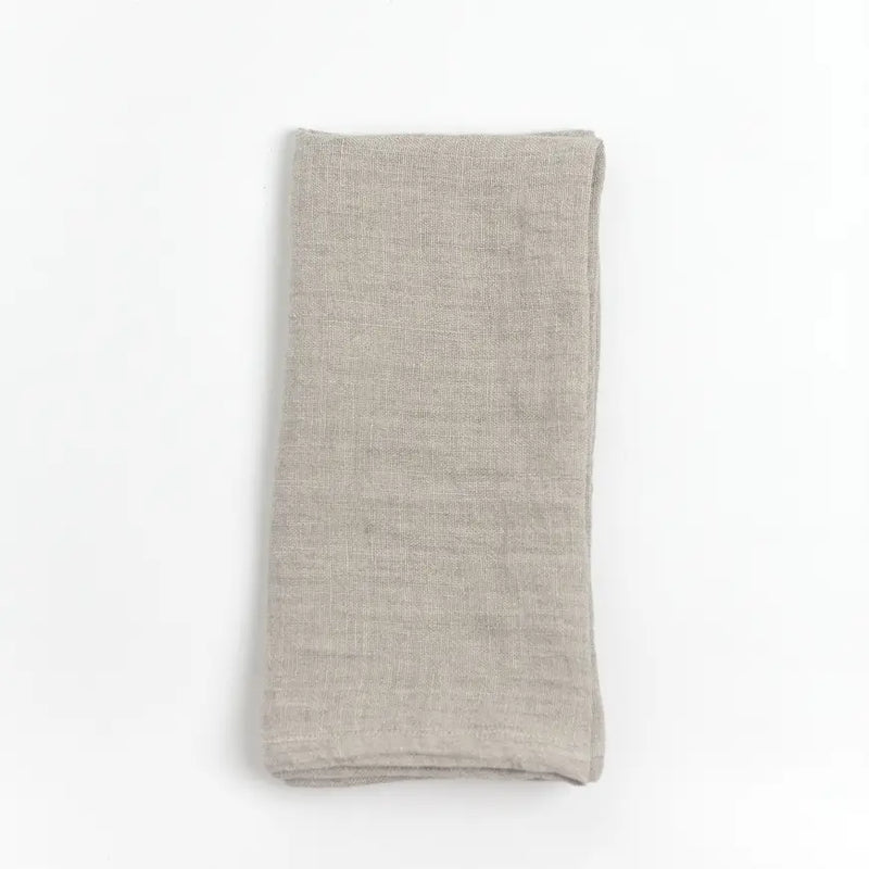 Stone Washed Linen Hemmed Dinner Napkin, Flax